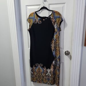 Joseph Ribkoff Dress Size 16 Paisley& Black Stretchy Lined